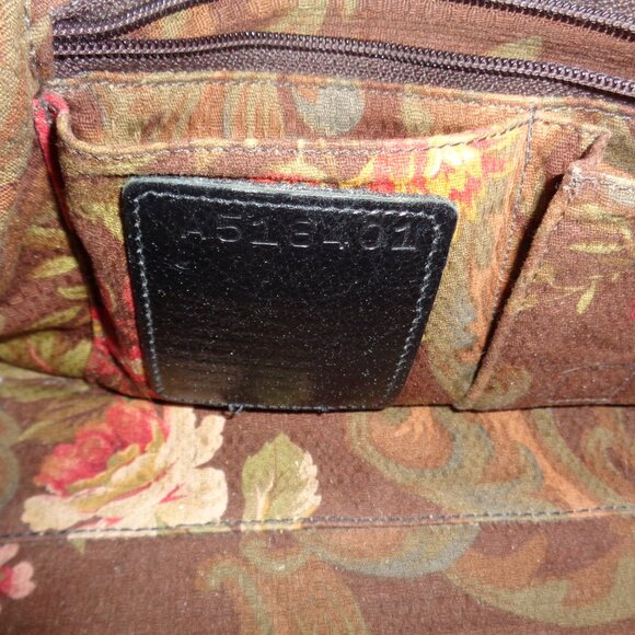 VTG BRIGHTON Organizer Black & Brown Leather Croc Embossed Shoulder Bag Purse - Picture 11 of 16